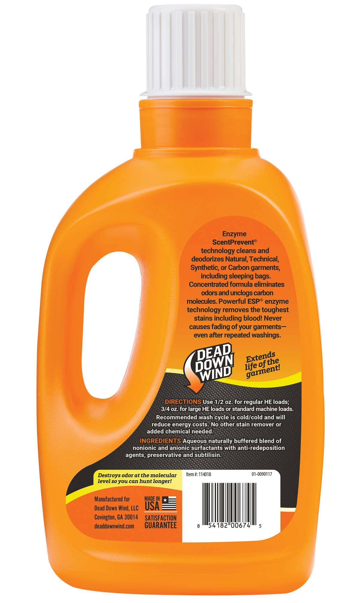Dead Down Wind Laundry Detergent Odor Eliminator 20 oz Jug - Unscented — view 2