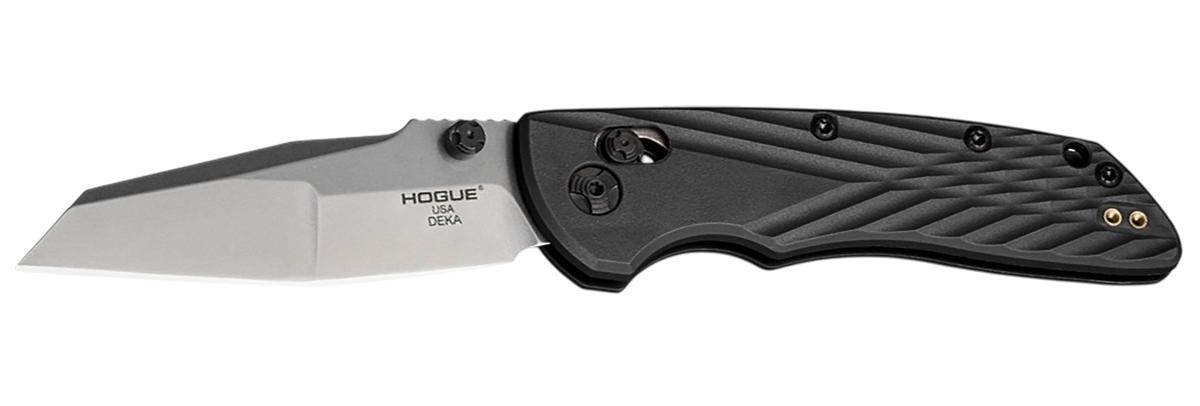 Hogue Deka 3.25" Folding Modified Wharncliffe Plain Edge CPM MagnaCut - Black GRN Handle — view 2