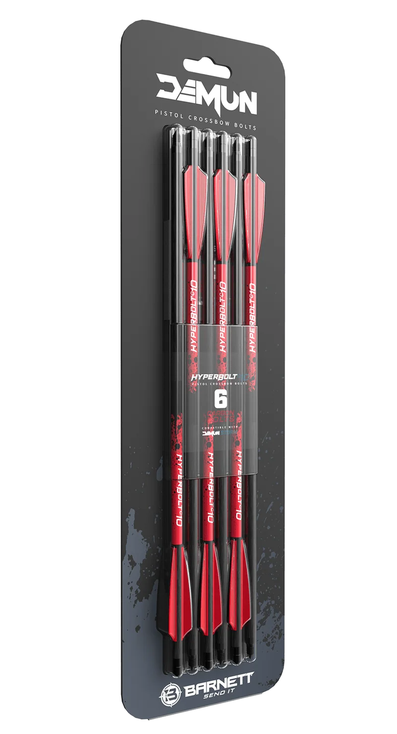 Barnett Outdoors Demun HyperBolt 10 in Carbon 3 Fletch Crossbow Bolts - 6 Pack — view 2