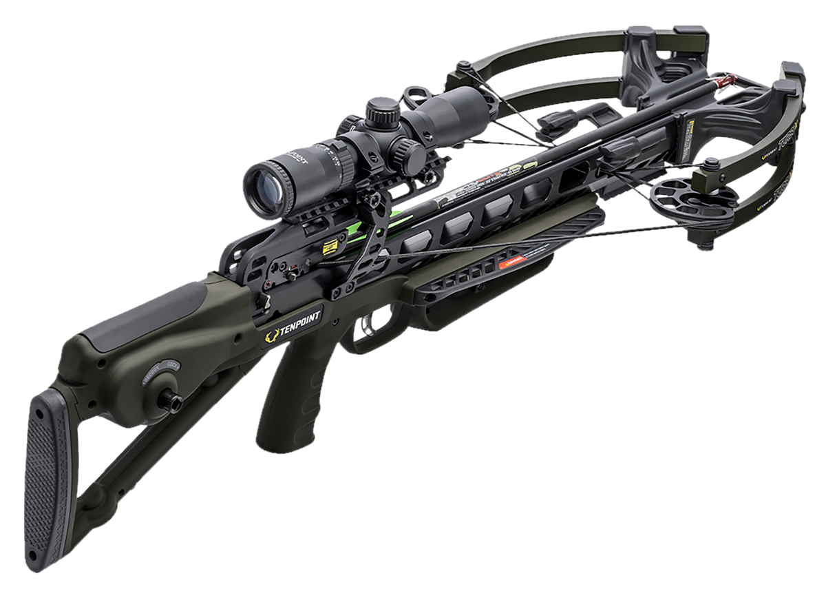 TenPoint Turbo X Crossbow 33.25" 230 lb Draw Moss Green 415 fps w/ ACUslide & RangeMaster 100 — view 2