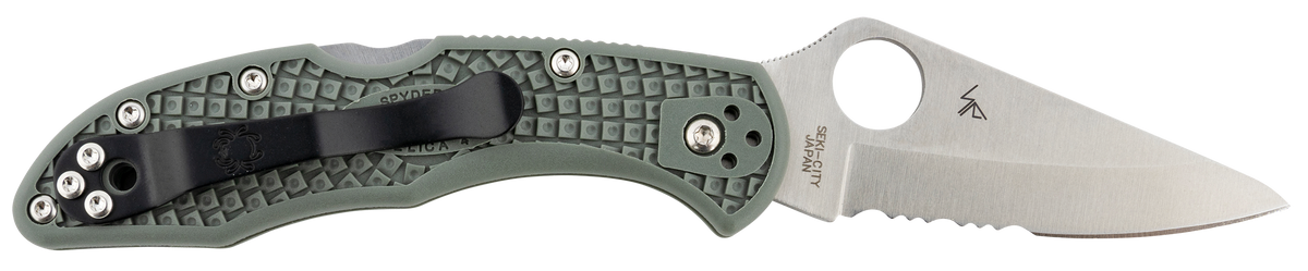 Spyderco Delica 4 Lightweight 2.88" VG-10 Drop Point Part Serrated Foliage Green FRN Folding Knife — view 2