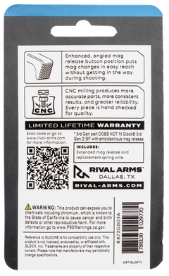 Rival Arms RA72G003A Extended Magazine Release Black Anodized Aluminum for Glock 43 — view 2