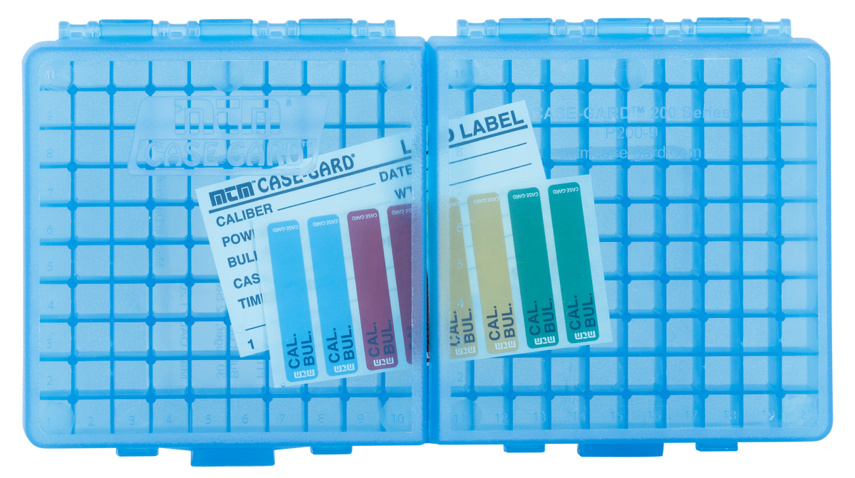 MTM Case-Gard P200-9 Ammo Box Flip-Top 9mm Luger/.380 ACP 200rd Clear Blue Polypropylene — view 2