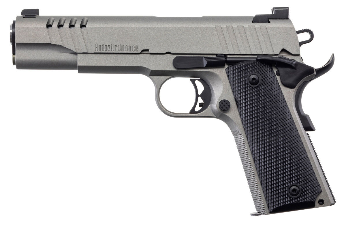 Auto Ordnance 1911 A1 45 ACP 5" 7+1 SAO Pistol - Savage Silver Cerakote — view 2