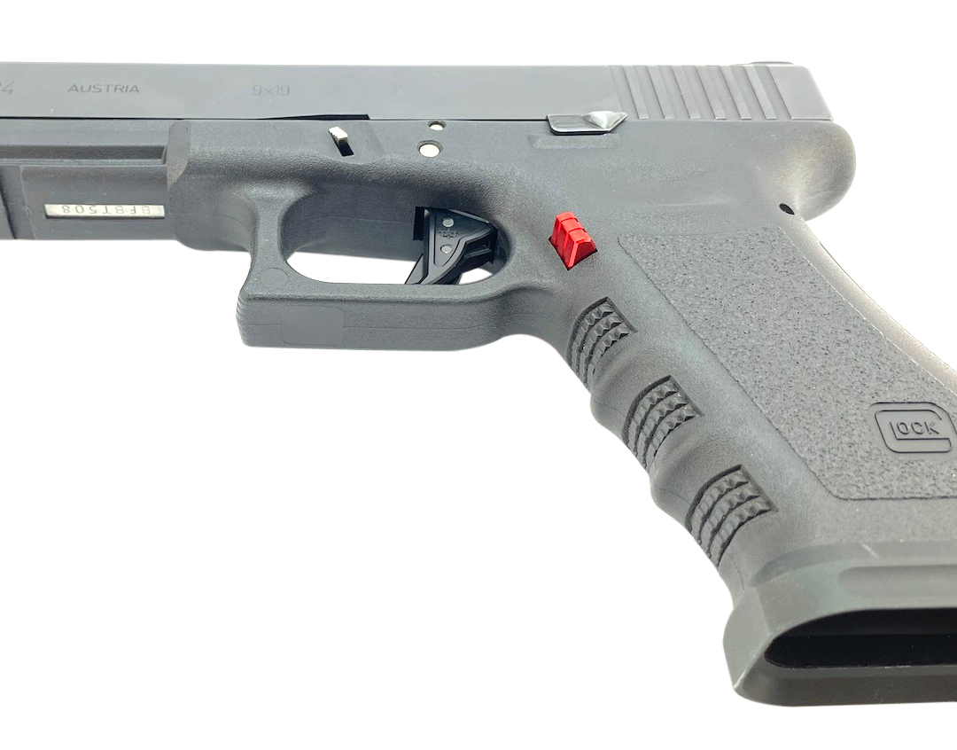 Cross Armory Extended Mag Catch Glock Gen 1-3 / P80 Red Anodized Aluminum — view 2