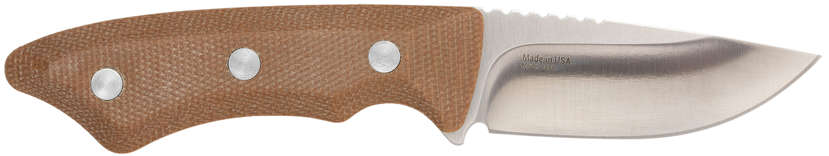 Browning Guide Series Small 3" Fixed Drop Point Plain Edge Satin 14C28N SS Blade Brown Micarta Handle — view 2
