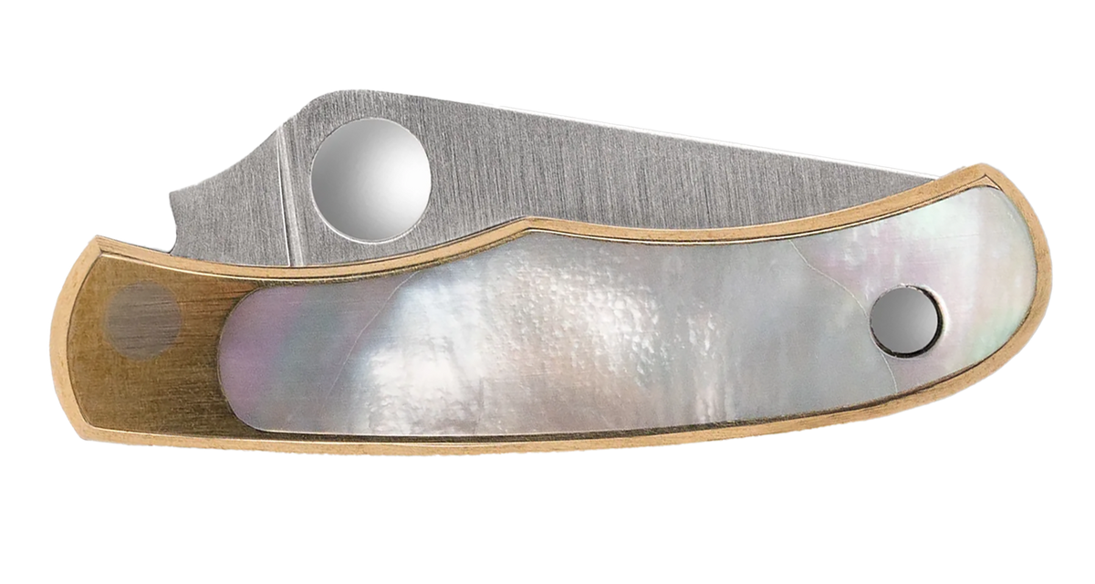 Spyderco Bug 1.25" 12C27 Sandvik Plain Drop Point Slipjoint Folding Knife - Nickel Silver Abalone — view 2