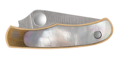 Spyderco Bug 1.25" 12C27 Sandvik Plain Drop Point Slipjoint Folding Knife - Nickel Silver Abalone — view 2