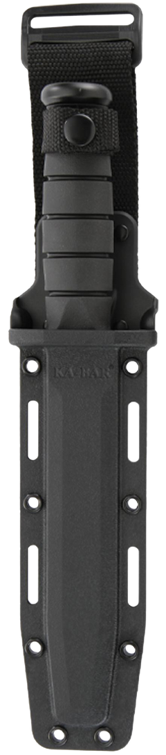 Ka-Bar 1214 Fighting/Utility 7" Clip Point Serrated 1095 Cro-Van Black Kraton G Fixed - Plastic Sheath — view 2