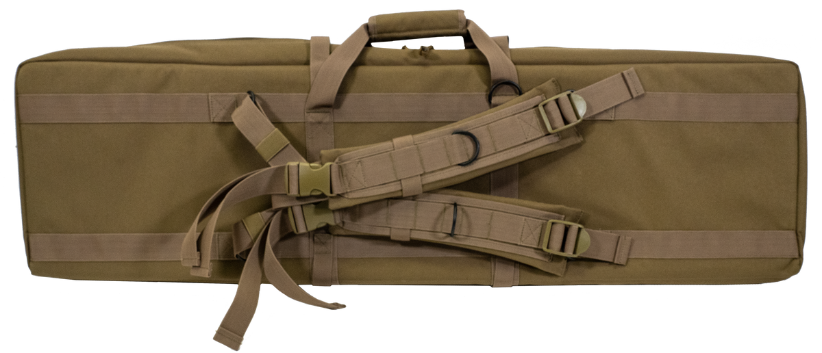G*Outdoors Double Rifle Case 42" 600D Polyester FDE - 2 Pistol Sleeves, MOLLE & Lockable Zippers — view 2