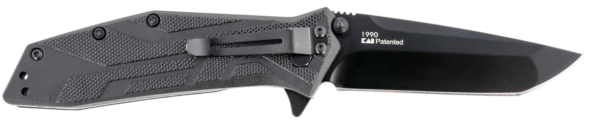 Kershaw Brawler 1990 3" Folding Tanto Plain 8Cr13MoV Black GFN — view 2