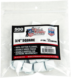Pro-Shot 34500 Cleaning Patches .17/.177/.22 Cal 0.75" Square Cotton Flannel 500 Pack — view 2