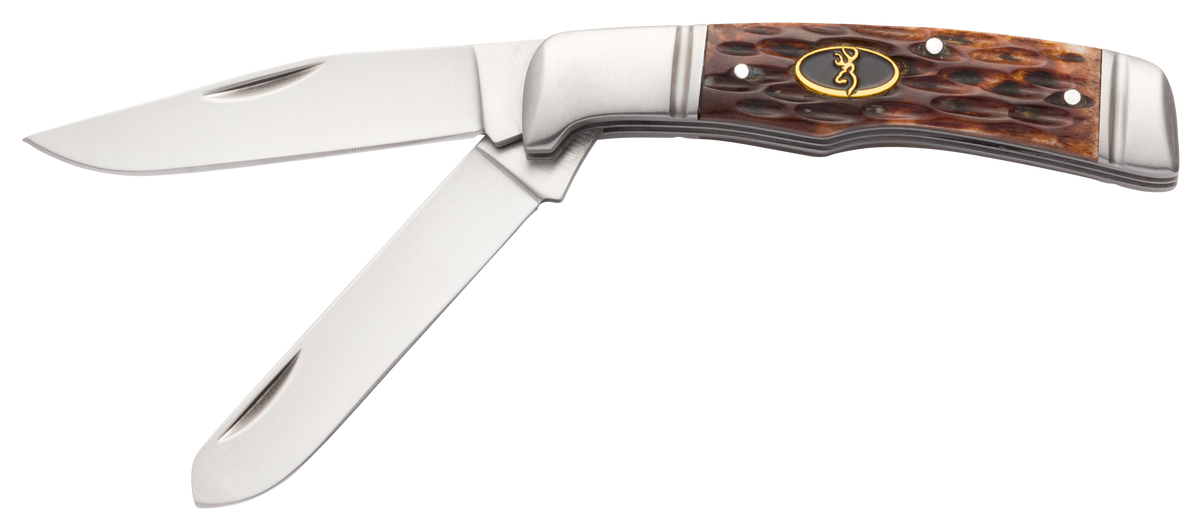 Browning Joint Venture 2-Blade Slipjoint Folder 2.88" 8Cr13MoV Brown Jigged Bone Handle — view 2
