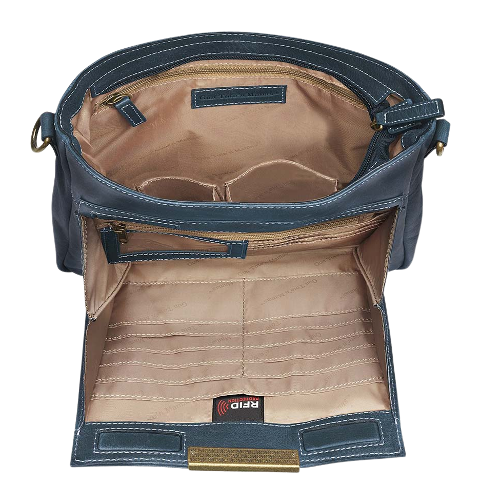 Kingport Industries GTM-CZY/98 Slim Crossbody Distressed Buffalo Blue Leather CCW Bag — view 2