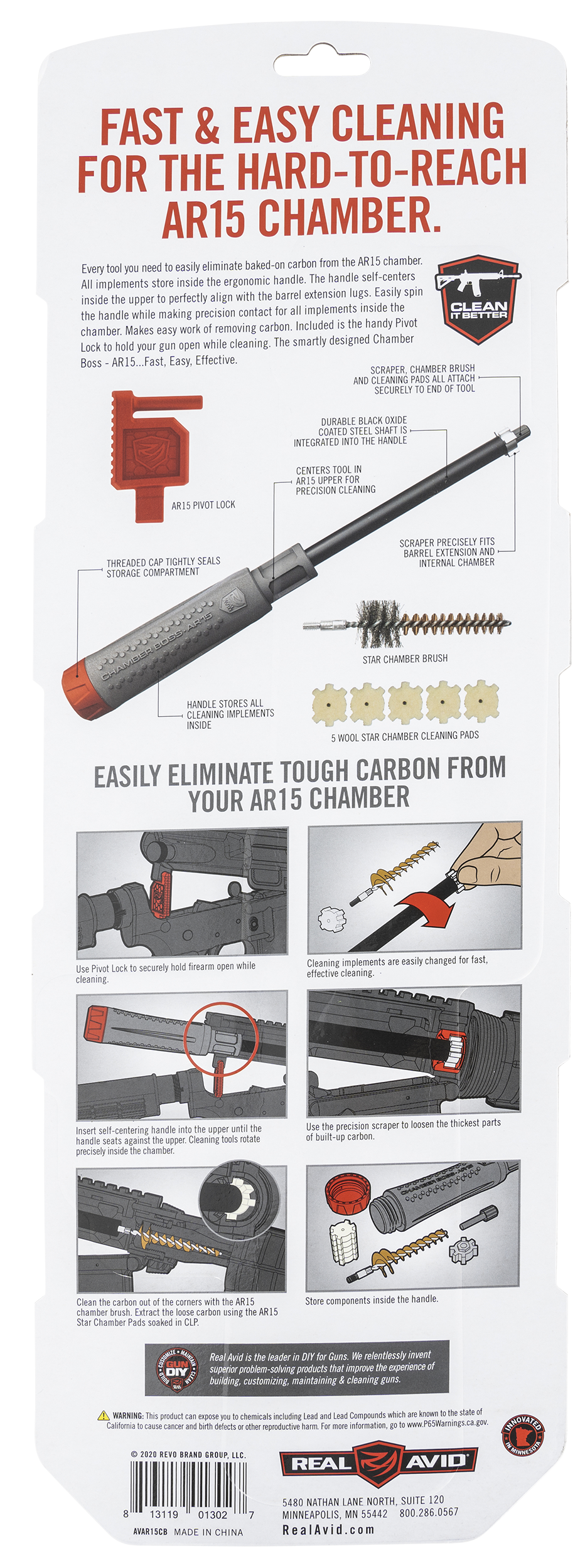 Real Avid Chamber Boss AR-15 5.56mm/223 Rem All-In-One Chamber Cleaning Kit — view 2