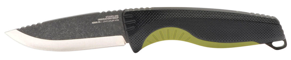 S.O.G Aegis FX 3.70" Fixed Drop Point Plain Stonewashed 4116 SS Black GRN w/Moss Green Handle — view 2