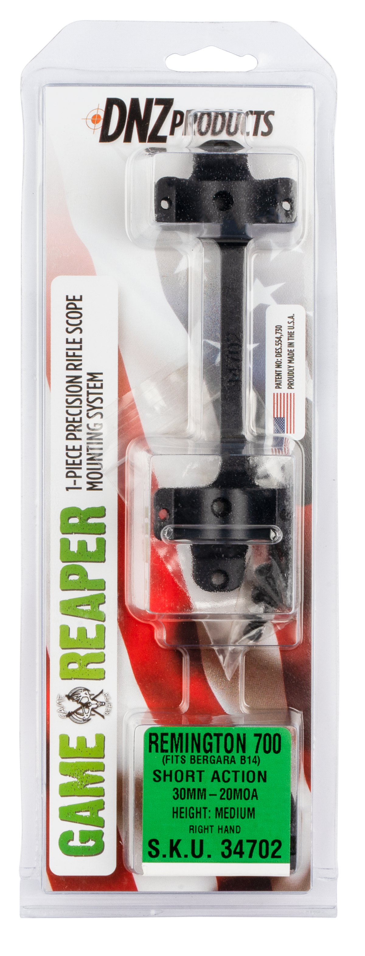 DNZ Game Reaper Remington 700 Short Action 30mm Medium 1-Piece Matte Black Scope Mount & Ring Combo - 20 MOA — view 2