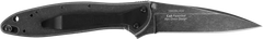 Kershaw Leek 3" Folding Drop Point Plain 14C28N Black DLC Blade BlackWash SS Handle — view 2
