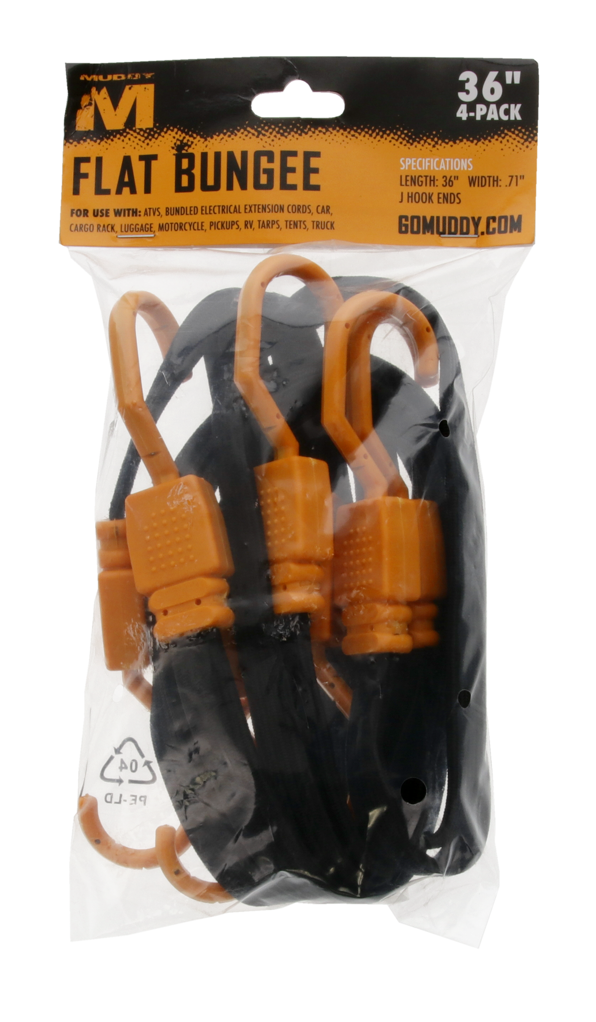 Walkers Game Ear Muddy 36" Flat Bungee 1" Width - 4 Pack — view 2