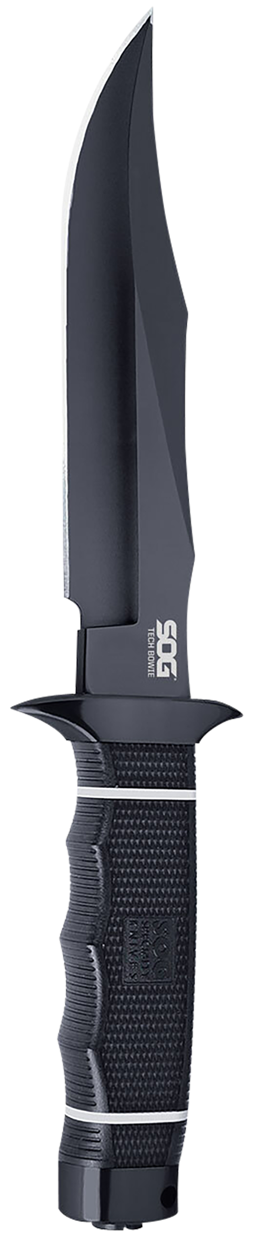 S.O.G Tech Bowie 6.40" Fixed Plain Clip Point AUS-8A SS Black TiNi Kraton Handle — view 2