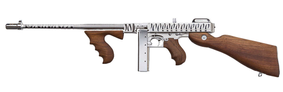 Thompson 1927A-1 Deluxe 45 ACP 16.5" 20+1/50+1 Semi-Auto Rifle - Hard-Chrome w/Tiger Stripe — view 2