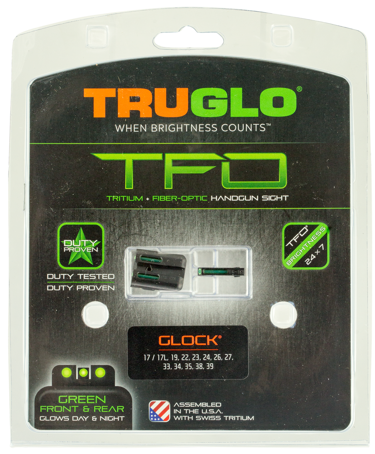 TruGlo TFO Sig Sauer P-Series #6 Front/#8 Rear Green Tritium Fiber Optic Pistol Sight Set — view 2