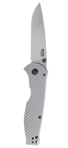 S.O.G Flash FL 3.40" Folding Drop Point Plain 4116 SS Silver Stainless Steel Handle — view 2