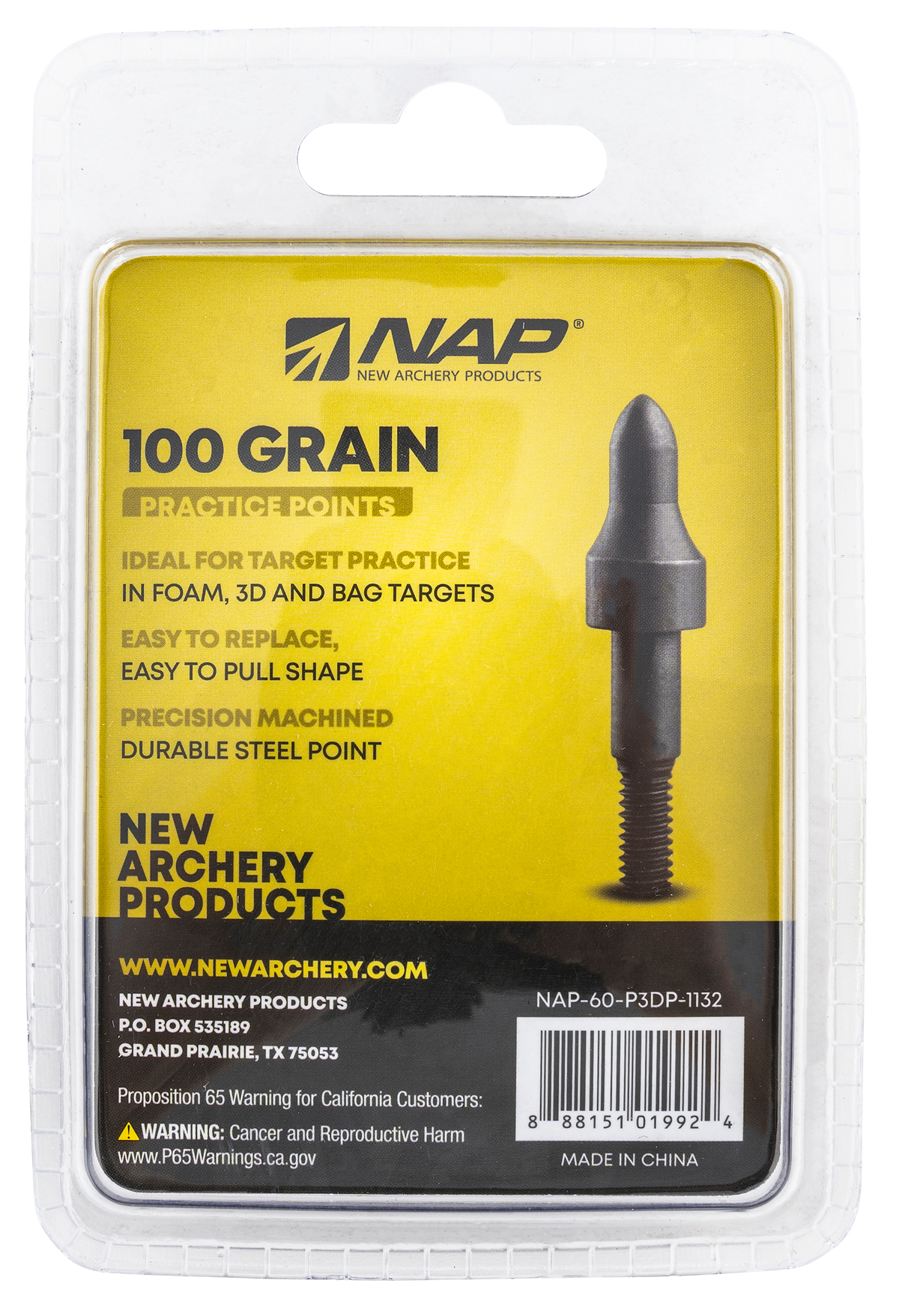 NAP 3D Practice Points Field Tips Fixed 100gr 11/32" Steel 12-Pack — view 2