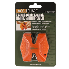 Accusharp 344C 2-Step Hand Held Knife Sharpener Diamond Tungsten Carbide Coarse/Fine Blaze Orange — view 2
