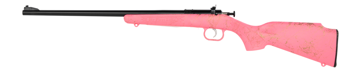 Crickett KSA2341 My First Rifle Gen2 22 LR 16.13" 1-Rd Bolt Action Rifle - Pink w/Gold Webbing Synthetic Stock — view 2