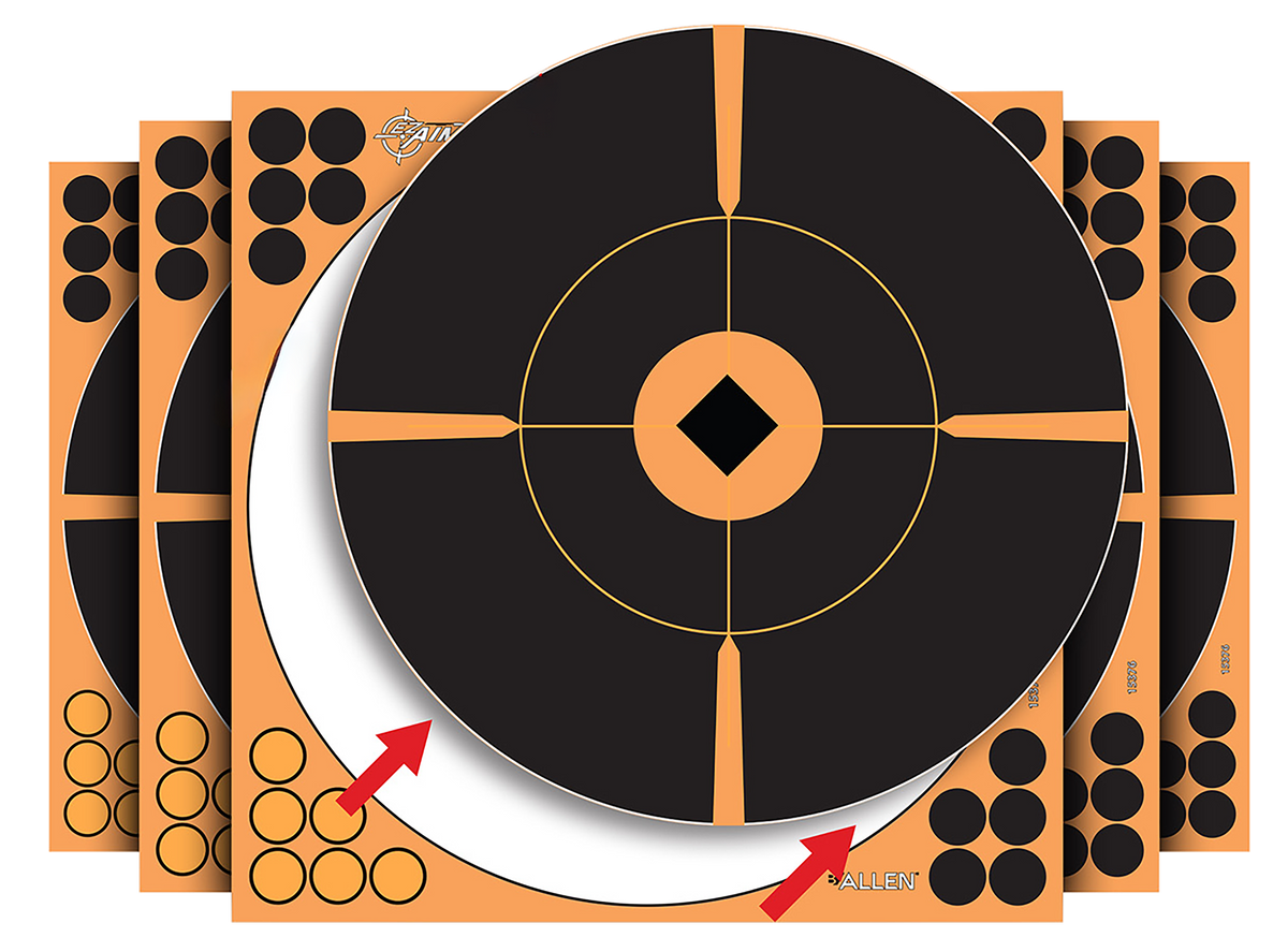 EZ-Aim 15376 Splash Reactive Self-Adhesive Paper Bullseye Target 12" Black/Orange - 5 Pack — view 2
