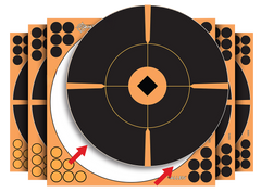 EZ-Aim 15376 Splash Reactive Self-Adhesive Paper Bullseye Target 12" Black/Orange - 5 Pack — view 2