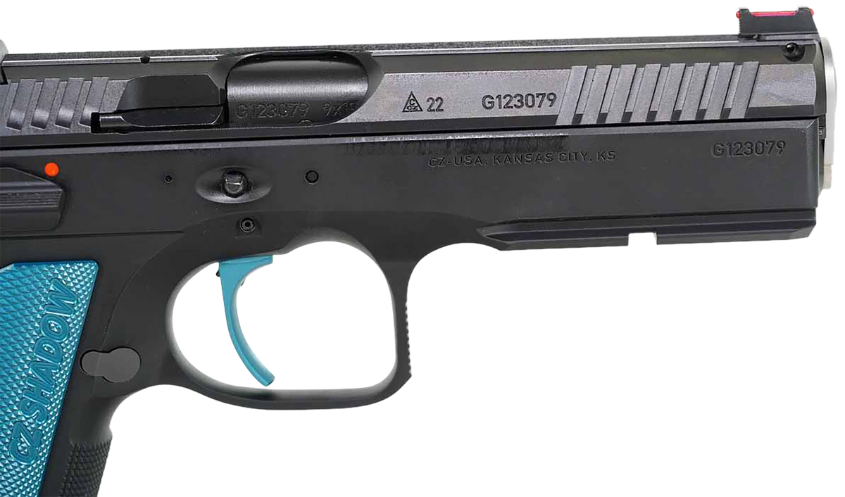 CZ Custom Shadow 2 Accu 9mm Luger 4.89" 17+1 SAO Pistol - Blue Aluminum Grips — view 2