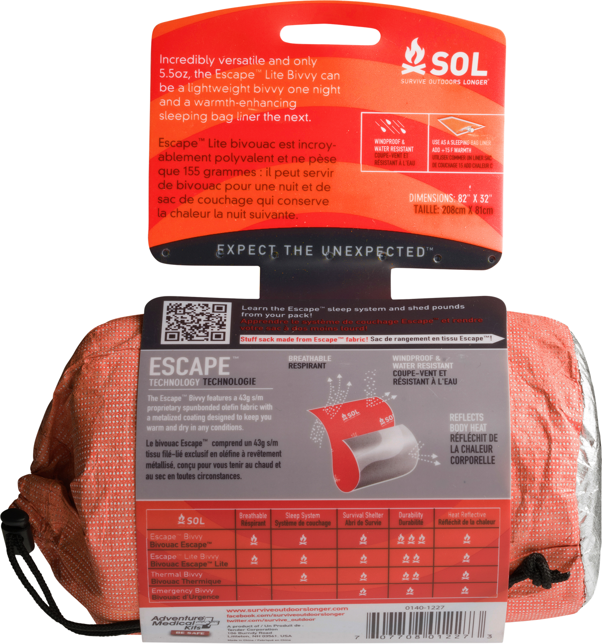 Survive Outdoors Longer SOL Escape Lite Bivvy Orange 5.5 oz - Waterproof Emergency Shelter — view 2