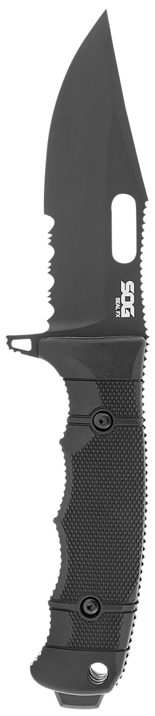 S.O.G Seal FX 4.30" Fixed Clip Point Part Serrated CPM S35VN Black Cerakote GRN Handle — view 2