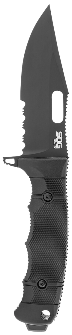S.O.G Seal FX 4.30" Fixed Clip Point Part Serrated CPM S35VN Black Cerakote GRN Handle — view 2