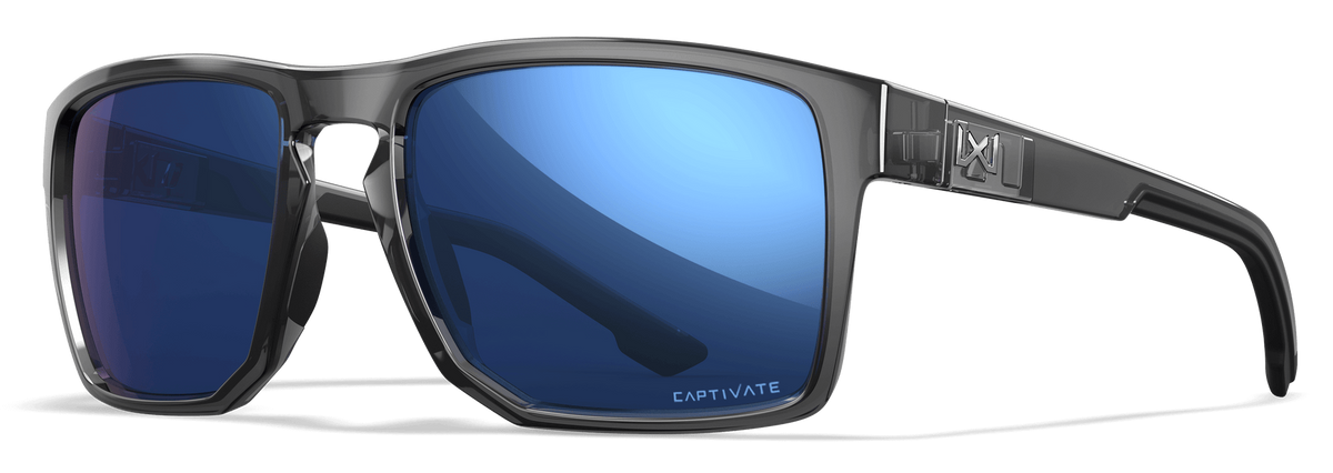 Wiley X Founder CAPTIVATE Blue Mirror Lens Gloss Crystal Grey Frame Safety Glasses — view 2