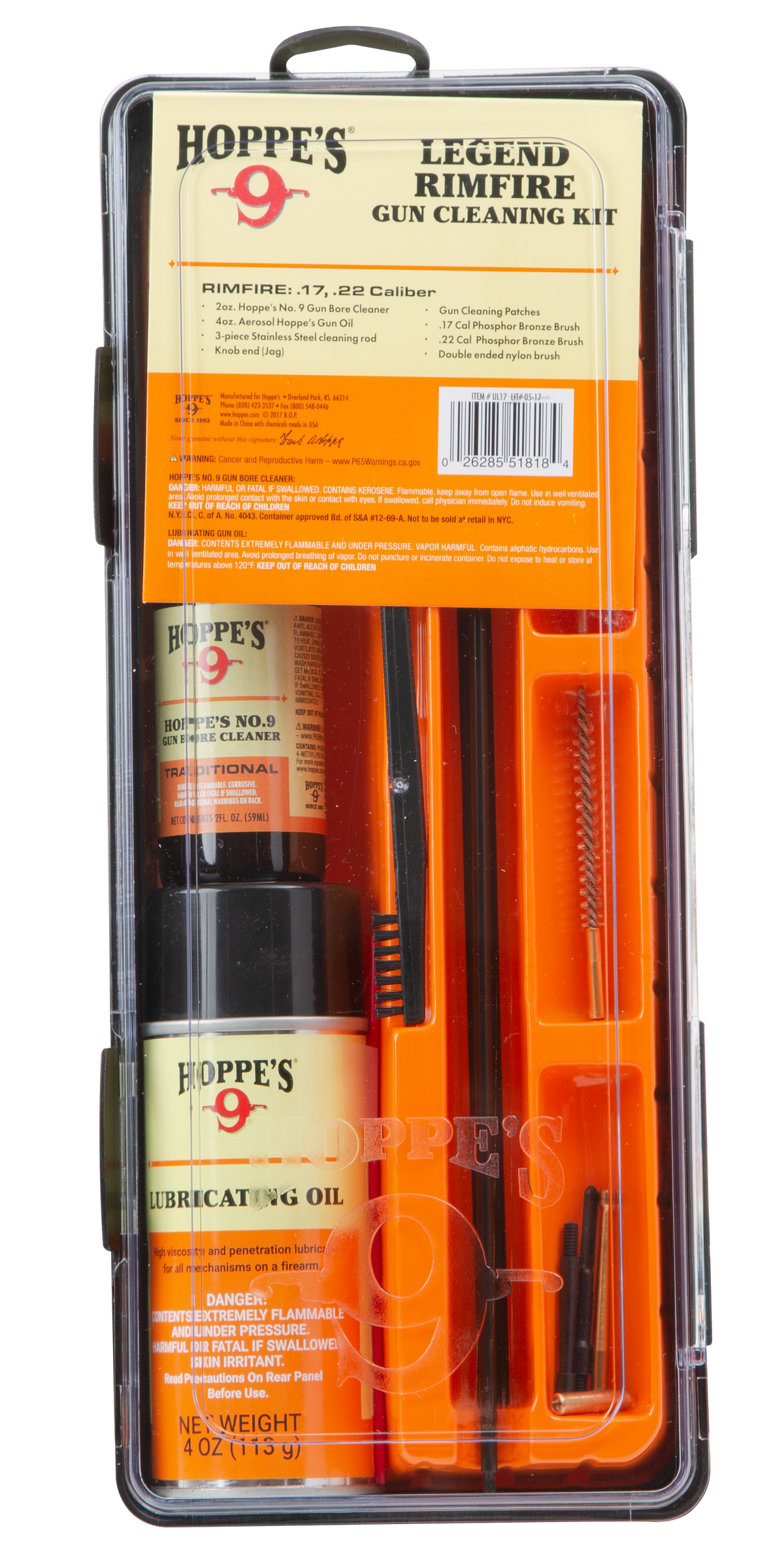 Hoppes Legend UL17 .17-.22 Cal Rimfire 6-Piece Cleaning Kit — view 2