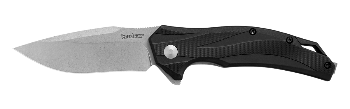 Kershaw Lateral 1645 3.1" Folding Drop Point w/Recurve Plain 8Cr13MoV Stonewashed - Gray GFN — view 2