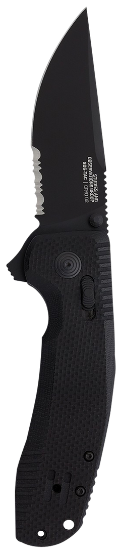 S.O.G SOG-TAC XR 3.39" Folding Clip Point Part Serrated Black TiNi D2 Steel G10 Handle — view 2