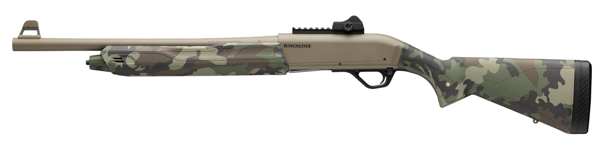 Winchester SX4 Woodland Defender 12 Gauge 18.5" 4+1 Semi-Auto Shotgun - FDE Cerakote / Woodland Camo — view 2