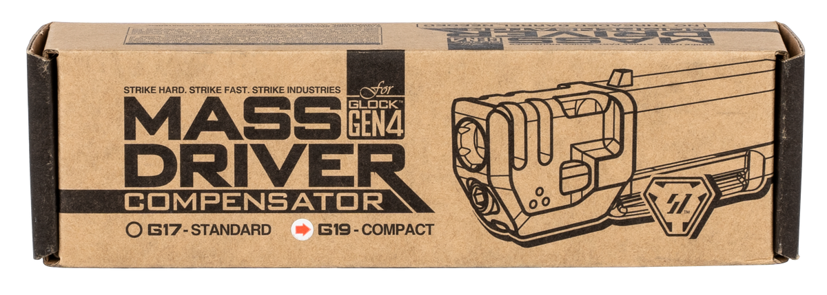 Strike Industries Mass Driver Compensator 9mm Luger 1.41" Glock 19 Gen4 Black Aluminum — view 2