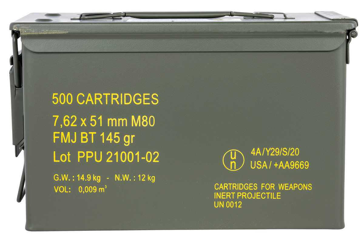 PPU Rangemaster 7.62x51mm NATO 145gr Full Metal Jacket Boat Tail 500 Rds - Sold by Case w/ Metal Can — view 2