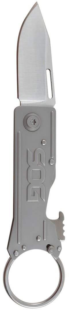 S.O.G KeyTron 1.80" Folding Plain Clip Point 5Cr13MoV SS Blade Gray Stainless Steel Handle — view 2