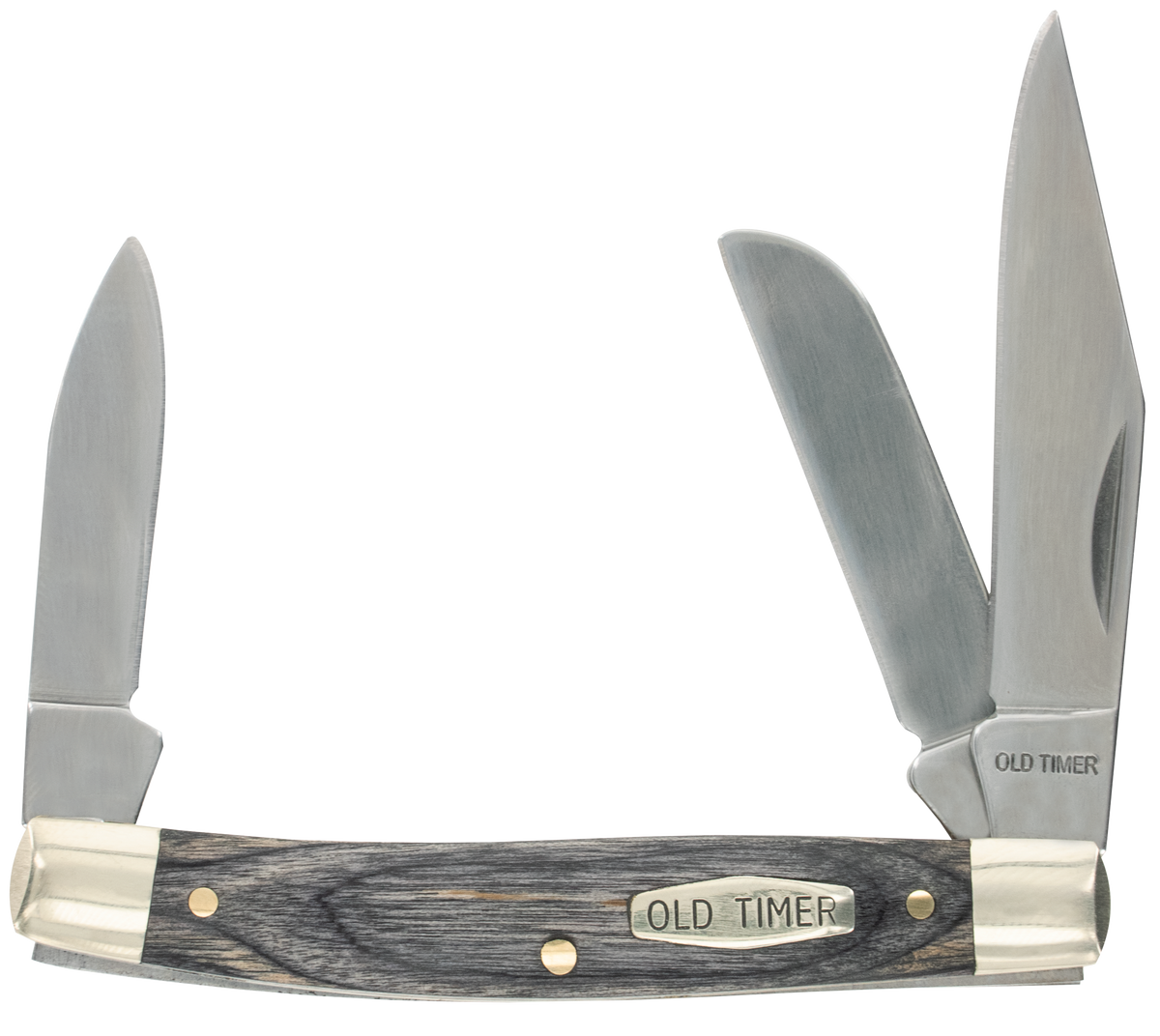 Old Timer Heritage Series Middleman 340T 3-Blade Folding D2 Steel Gray Wood Handle — view 2