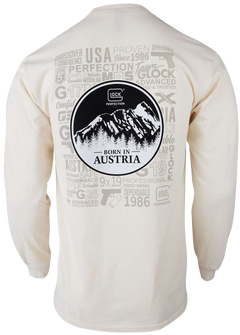 Glock Born In Austria Long Sleeve T-Shirt Tan 3XL — view 2