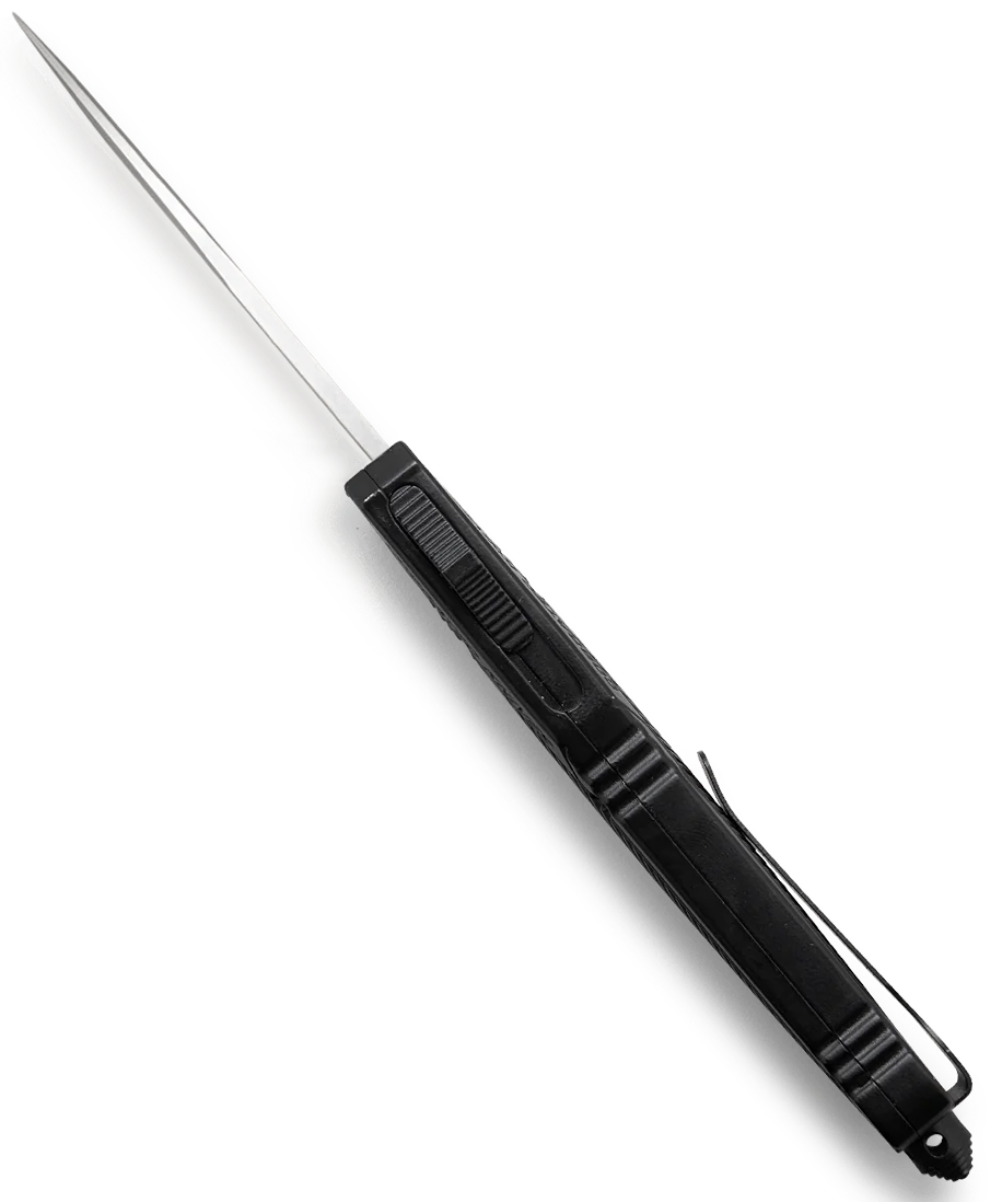 CobraTec CTK-1 Large 3.75" OTF Drop Point Part Serrated D2 Steel Black Aluminum Handle — view 2
