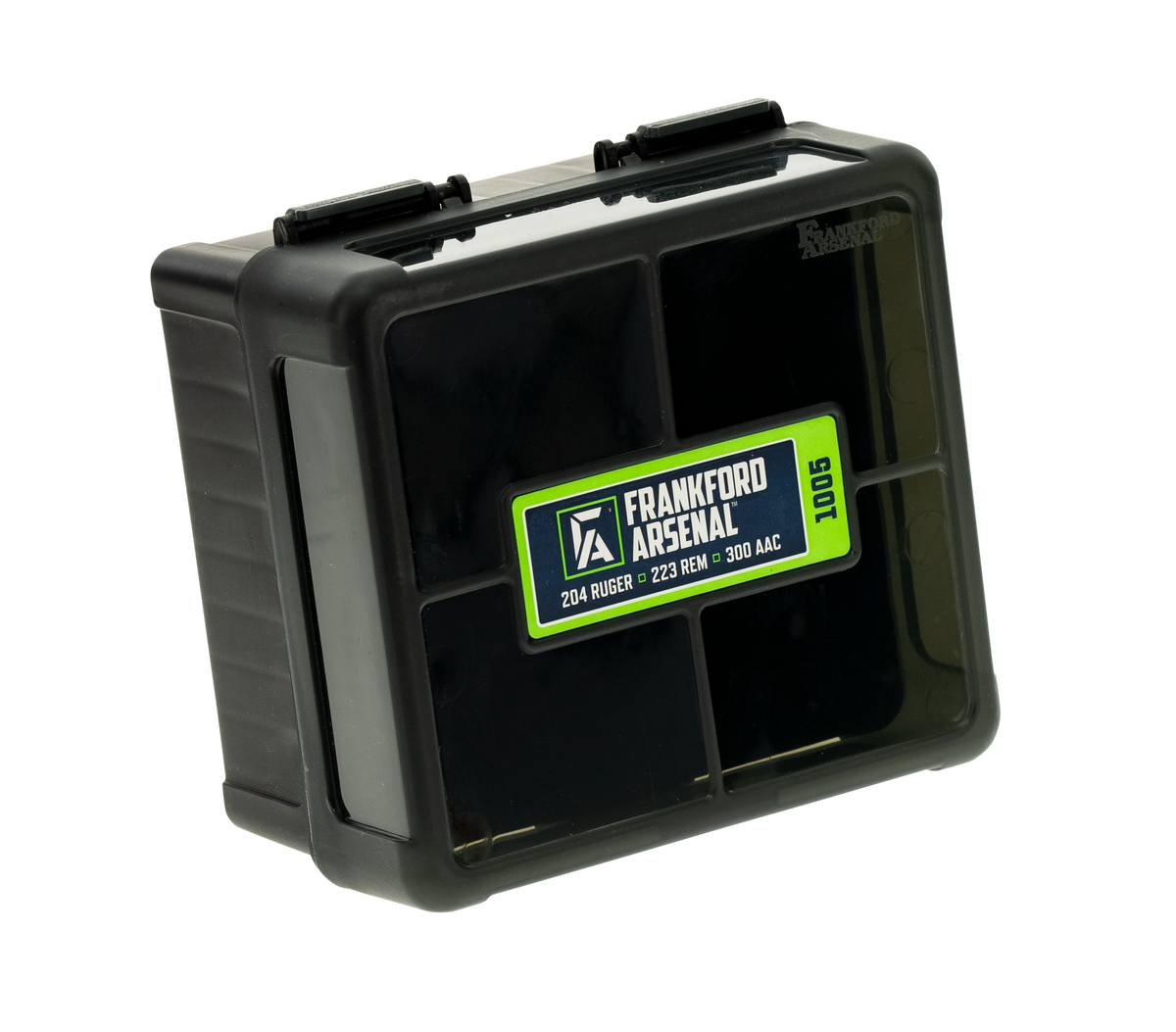Frankford Arsenal Hinge-Top Ammo Box 100-Round 204 Ruger / 223 Rem / 300 Win Mag Black Polymer — view 2