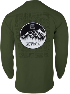 Glock Born In Austria Military Green Pre-Shrunk Cotton Long Sleeve T-Shirt Large — view 2
