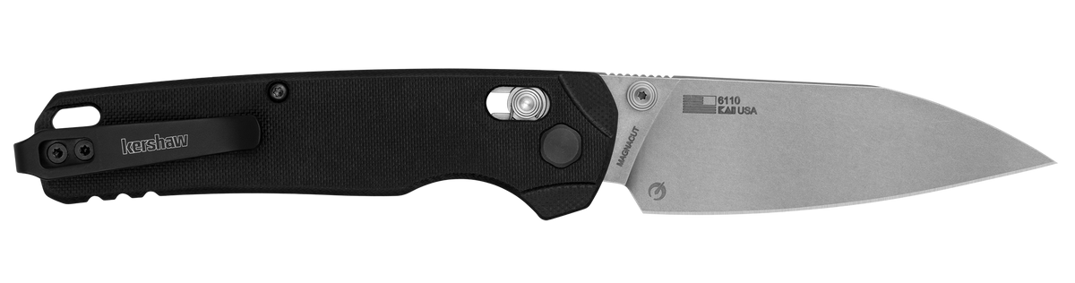 Kershaw Bel Air XL 3.4" Folding Reverse Tanto Plain Stonewashed CPM MagnaCut - Black G10 — view 2